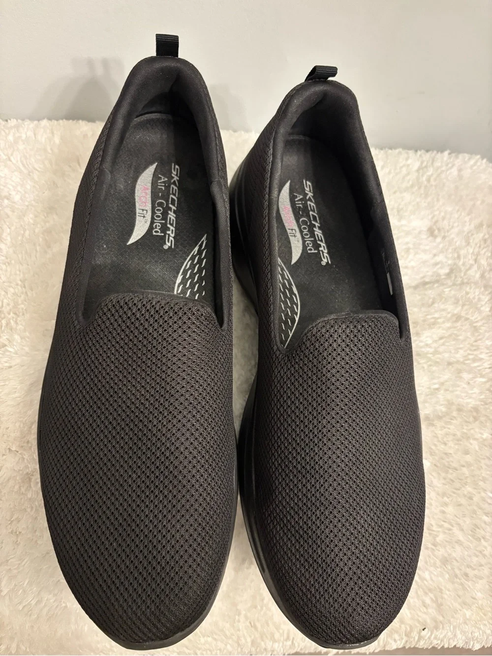 Skechers Men's Black Slip-On Mesh Loafers